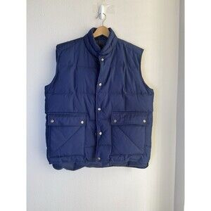 VTG  St. John’s Bay Down Puffer Vest Blue Large Snap Zip Duck Down Outdoor